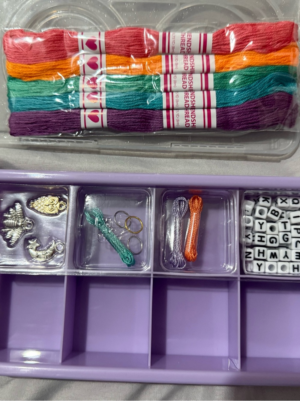 Friendship Bracelet Kit with Purple Organizer - Assorted Bright Threads